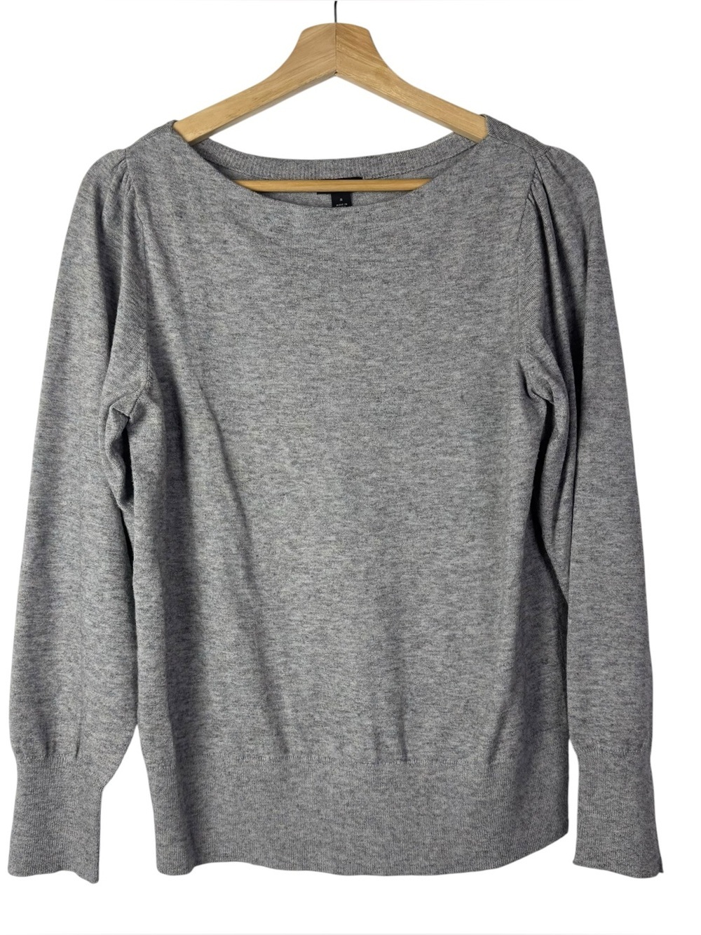 Ann Taylor Gray Knit Boat Neck Sweater M